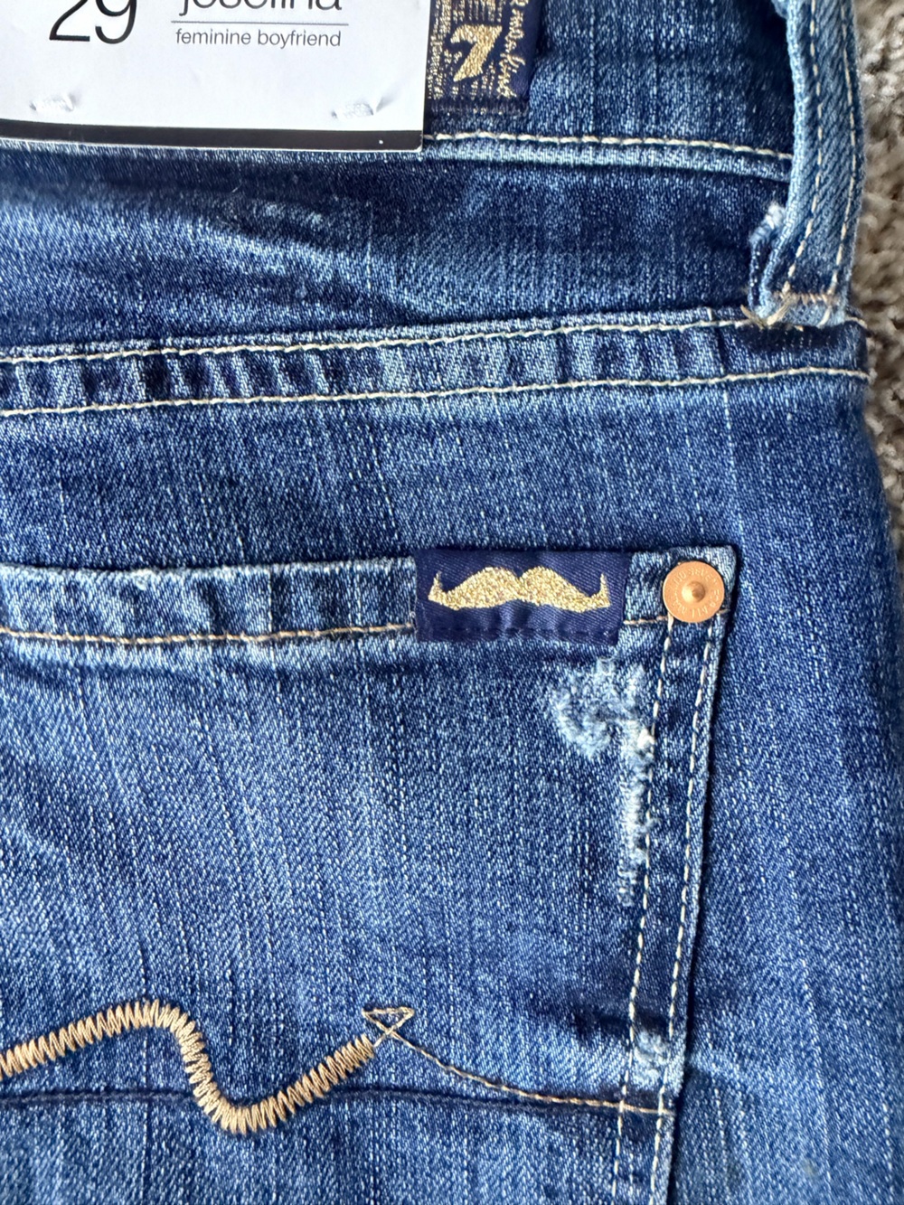 7 For All Mankind Blue Denim Jeans with Tags - Picture 7 of 11